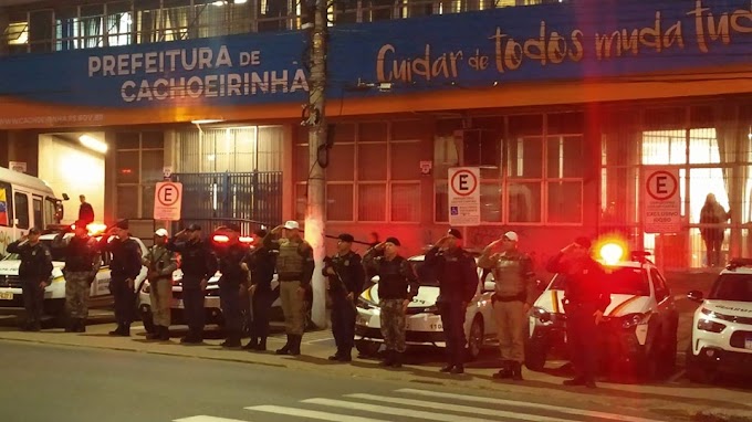 Forças de Segurança de Cachoeirinha prestam homenagem aos dois brigadianos assassinados em Porto Alegre