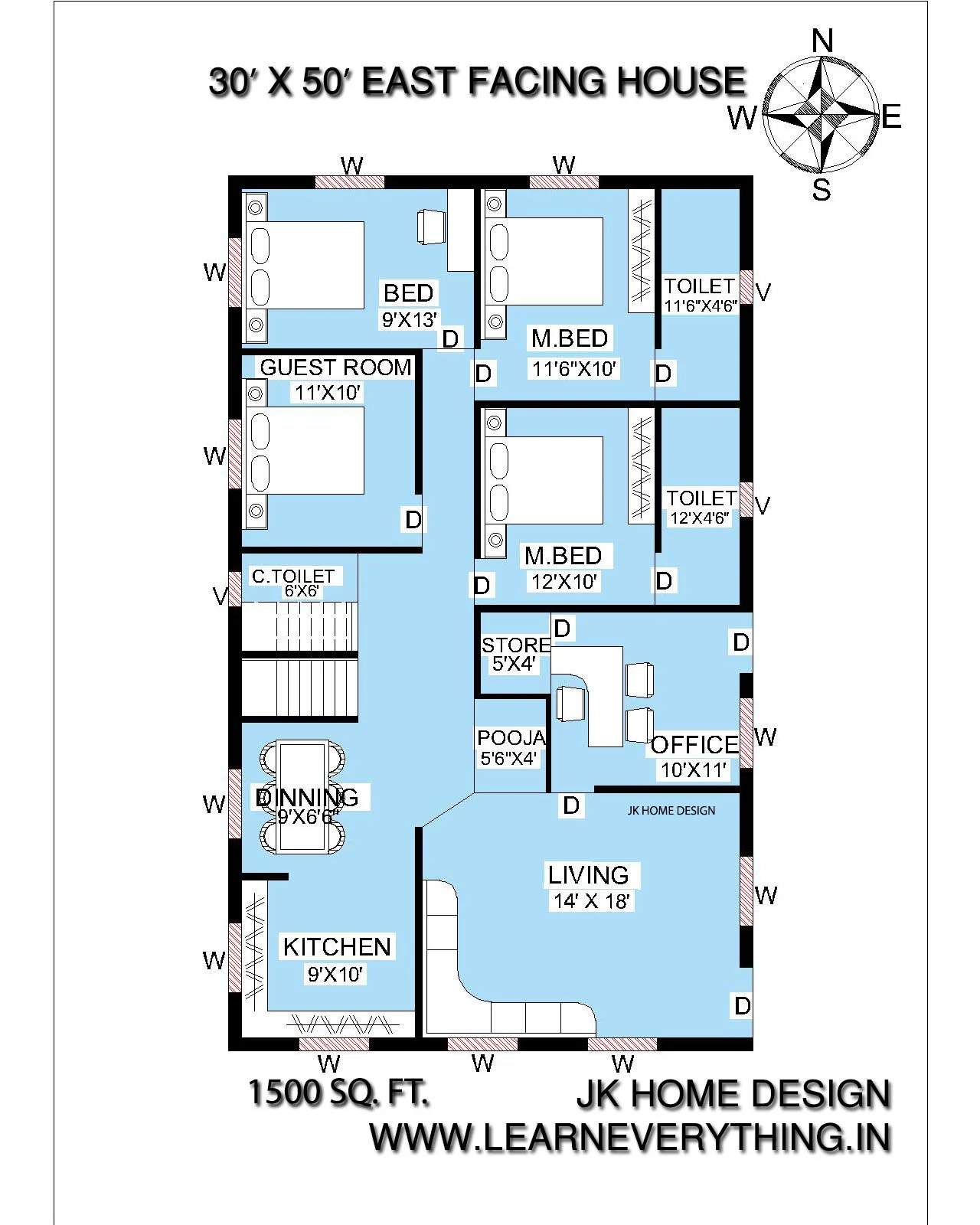 Single floor house design in village