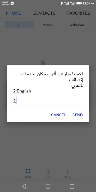 اختيار اللغة العربية من القائمة