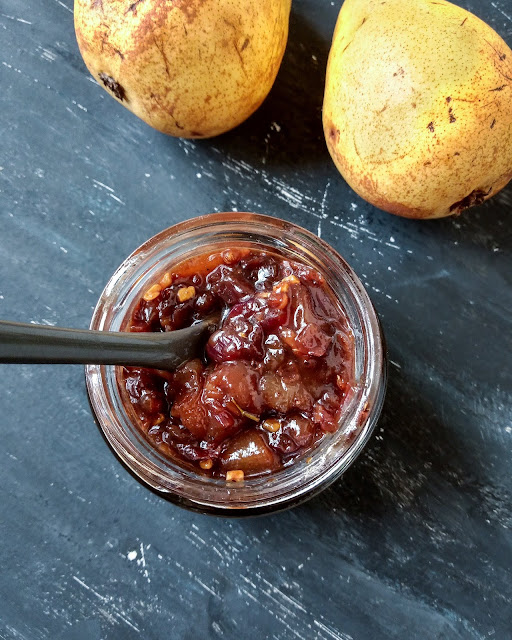 chutney, pêra, cozinha saborosa, comida saudável, molho de pêra