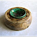 Ceramic and Myrtlewood Support Spindle Spinning Bowl