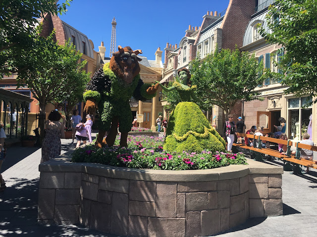 Beauty and the Beast Topiaries in France Pavilion World Showcase Epcot Disney World