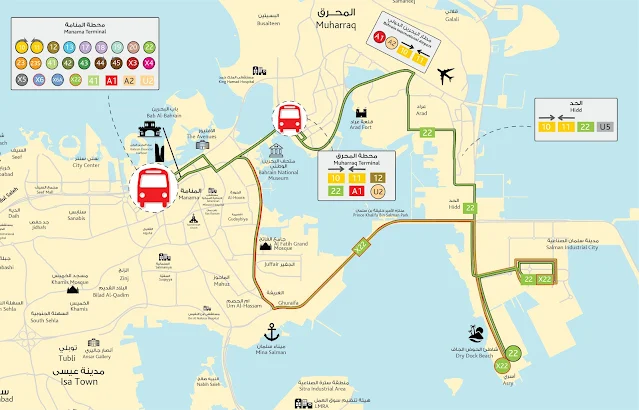 Bahrain Bus Route 22 and X22 (Manama - ASRY) Routes 22 & X2A
