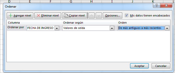 como ordenar fechas en excel