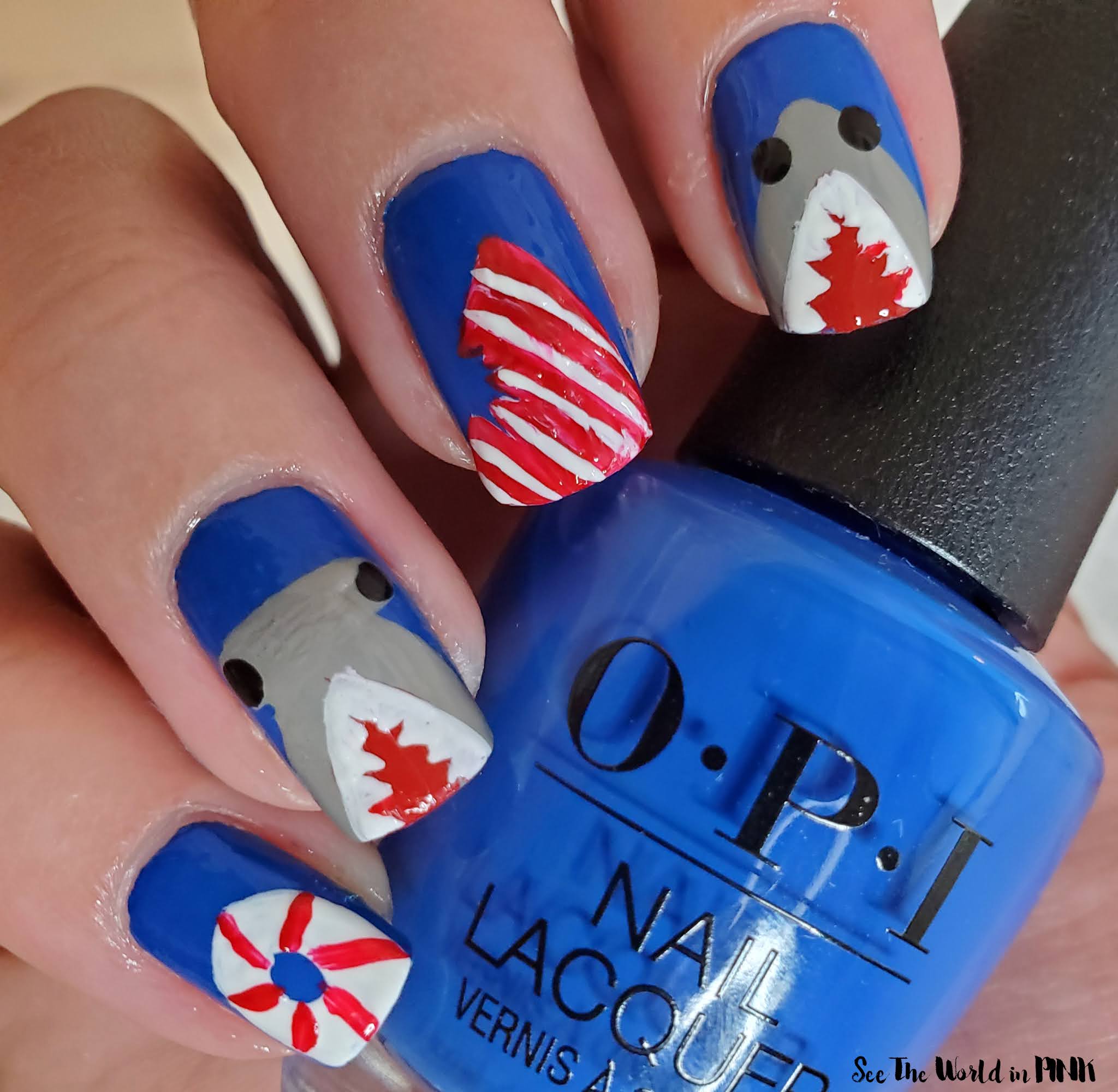 Manicure Monday - Shark Week Nails