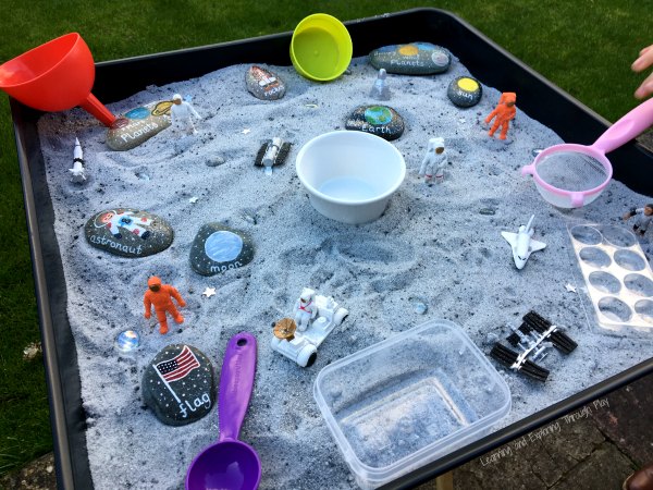 Learning and Exploring Through Play Space  Themed Sensory  Tray 