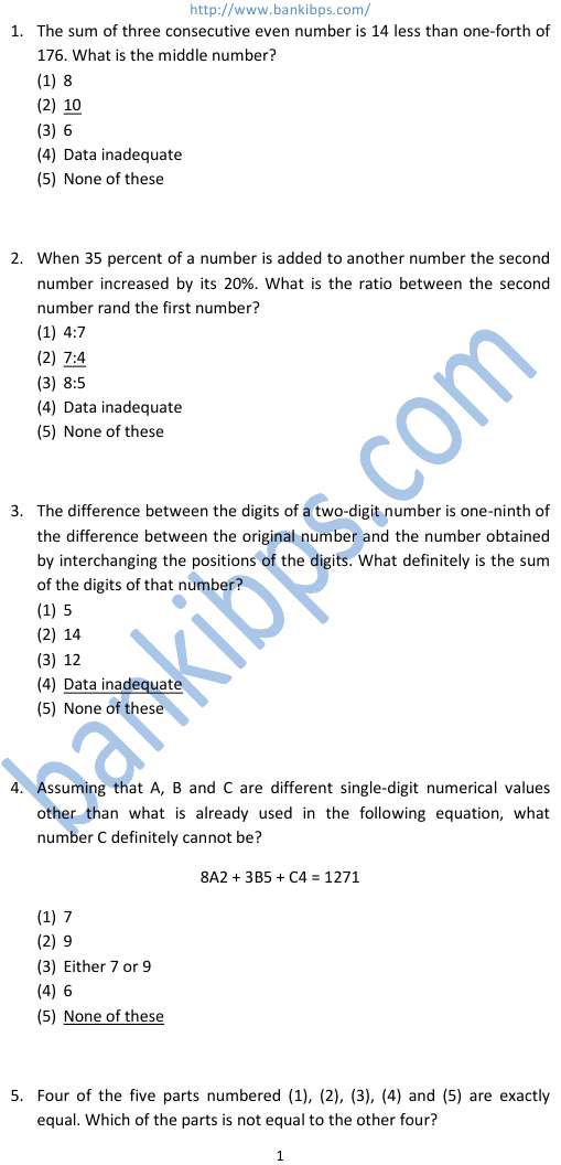 sample of aptitude test questions for banks