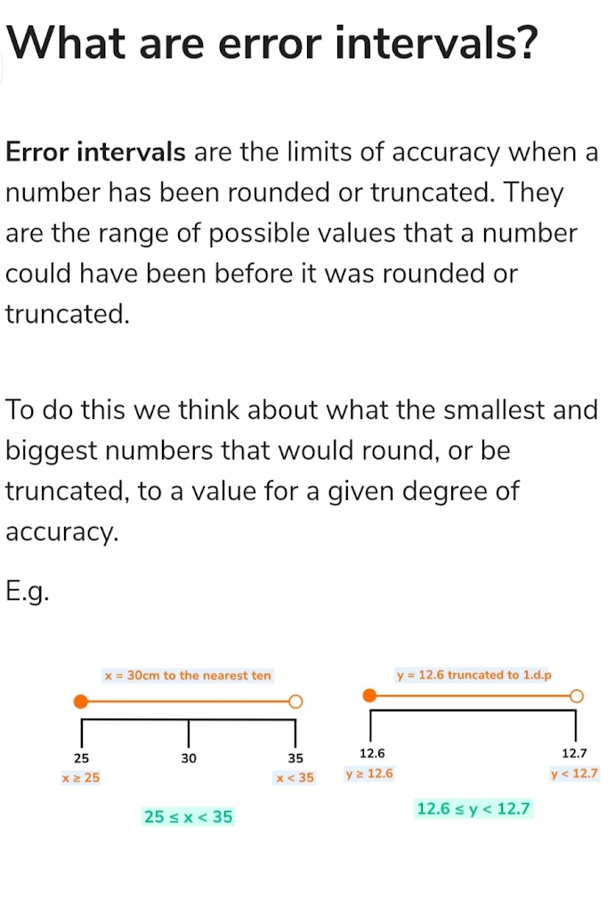 error intervals,What is an error interval BBC Bitesize?,What are bounds and intervals?,  ,How do you do truncation?,How to write error intervals,Error interval mathserror intervals,What is an error interval BBC Bitesize?,What are bounds and intervals?,  ,How do you do truncation?,How to write error intervals,Error interval maths,