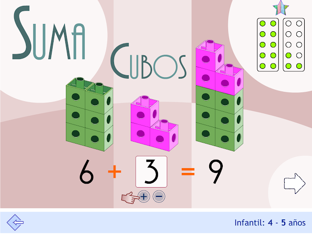 Suma con cubos encajables. Infantil.