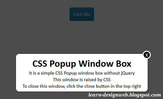 How To Create Overlay PopUp Window Box Using CSS HTML Without jQuery How To Create Overlay PopUp Window Box Using CSS HTML Without jQuery