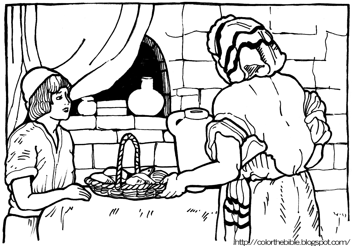 Loaves and Fishes Description of Coloring Page