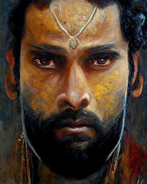 Portraits of Royal Males from the Ancient India, Oil on Canvas