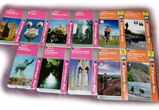 Selection of ordnance survey maps of Great Britain