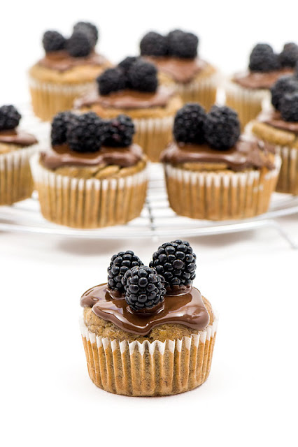 Vegan banana muffins with chocolate and blackberrys finished last shot