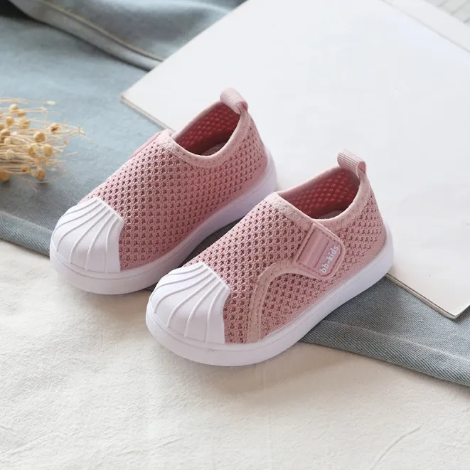 Soft pink sneakers with striped design for toddlers – cute and comfortable