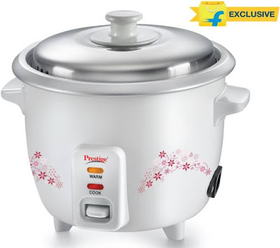 Prestige Delight PRWO - 1.5 Electric Rice Cooker with Steaming Feature (1.5 L, White)