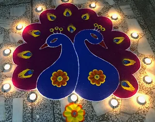 beautiful peacock rangoli for diwali, peacock rangoli designs, easy rangoli designs for diwali, best rangoli designs for diwali, latest rangoli designs, how to make rangoli