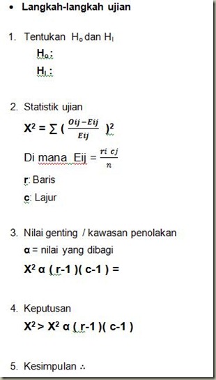 KOLEKSI TUGASAN: BIOSTATISTIK : KHI KUASA DUA ( X2 )