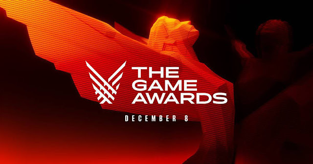 Imagem com estatueta do The Game Awards, o logo do evento e o escrito "December 8".