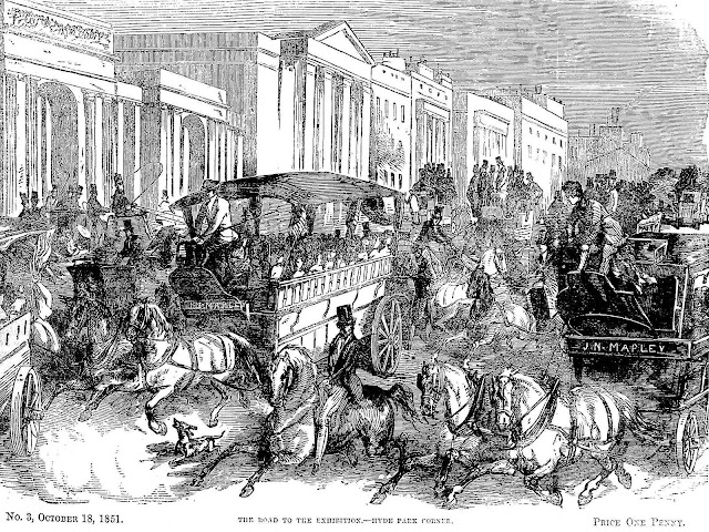 An illustration of rush hour traffic in 1851