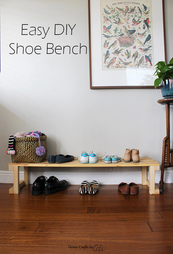 easy diy shoe bench on display in home