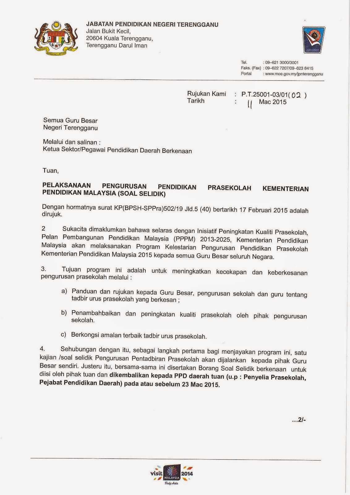 Blog Prasekolah PPD Kuala Terengganu: MAKLUMAN : Surat 