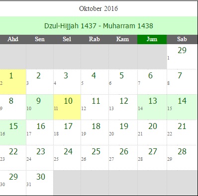 Kalendar Tahun Hijrah 1438 Dan 1439 - MyWaktu Solat