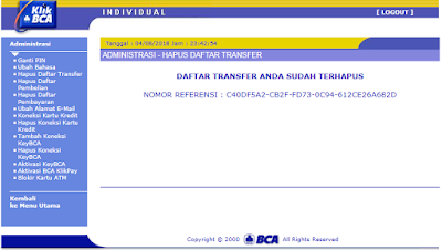 Cara Menghapus Daftar Rekening Di KlikBCA 5