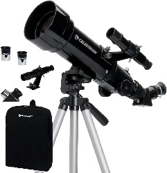 Image: Celestron - 70mm Travel Scope - Portable Refractor Telescope - Fully-Coated Glass Optics - Ideal Telescope for Beginners - BONUS Astronomy Software Package