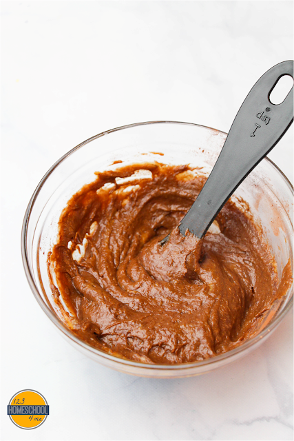 Remove half cup of the batter to a small bowl and stir in the cocoa powder.