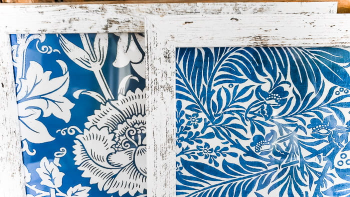blue and white William Morris prints