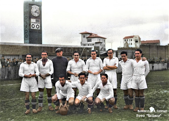 📸MADRID F. C. 📆23 diciembre 1934 ⬆️Quesada, Bonet, Zamora, Sañudo, P. Regueiro, L. Regueiro, Valle y Lazcano. ⬇️Eugenio, Leoncito e Hilario. OVIEDO F. C. 0 🆚 MADRID F. C. 3 Domingo 23/12/1934. Campeonato de Liga de 1ª División, jornada 4. Oviedo, campo de Buenavista. GOLES: ⚽0-1: 1’, Hilario. ⚽0-2: 53’, Hilario. ⚽0-3: 56’, Eugenio.