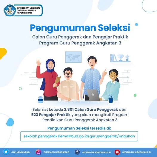 Pengumuman Seleksi Calon Guru Penggerak dan Pengajar Praktik Program Guru Penggerak Angkatan 3