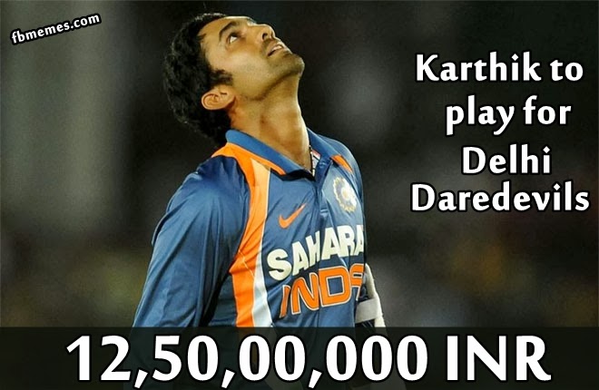 Karthik to play for Delhi Daredevils | Sold for 12.5 Crore