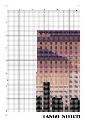 Utah USA state map skyline sunset cross stitch pattern