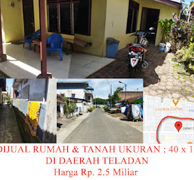 DIJUAL TANAH BONUS RUMAH LAMA di Jl.Catur Teladan Medan <del> Rp.2.5 Miliar Nego  </del> <price>Rp. 2 Miliar Net bersih</price> <code>tanahjlcaturmedan</code>