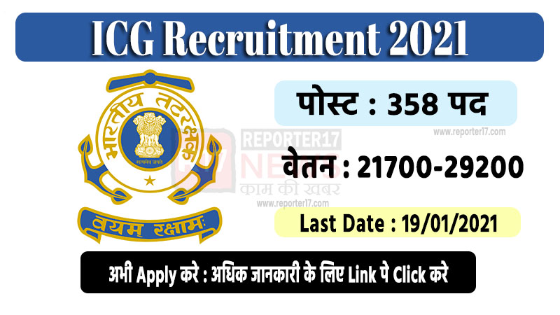 indian cost guard recruitment 2021