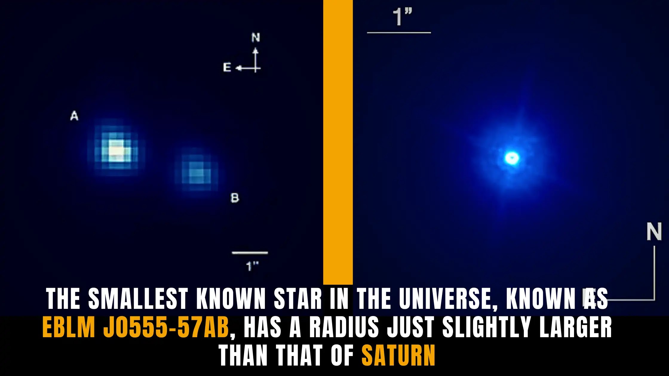 THE SMALLEST KNOWN STAR IN THE UNIVERSE, KNOWN AS EBLM J0555-57AB, HAS A RADIUS JUST SLIGHTLY LARGER THAN THAT OF SATURN