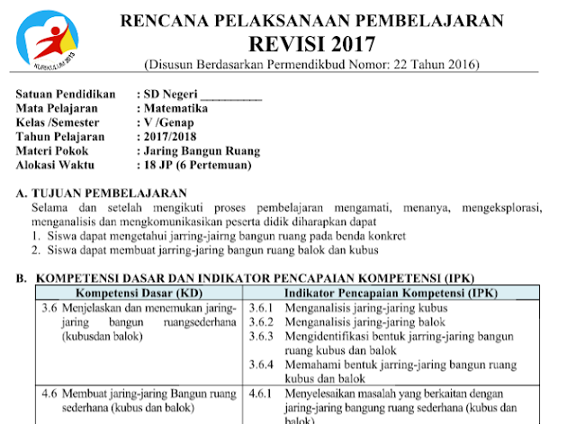 RPP dan Silabus Matematika Kelas 5 Semester 2 Kurikulum 2013 Revisi 2017