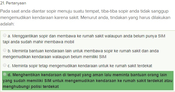 Contoh Soal Ujian teori SIM A dgn Kunci Jawaban Oktober 2018