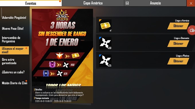 Premios por Llegar a Heroico en Free Fire Durante la HORA FELIZ! 