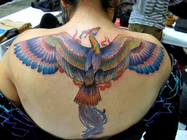 Tattoos of Phoenix on women Back, Women Full Back Phoenix Tattoos, Amazing Phoenix Women Back Tattoos, Birds, Women,