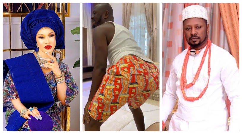Nigerians reacts as Tonto Dikeh shares video of her ex-lover, Prince Kpokpogri twerking (Video)