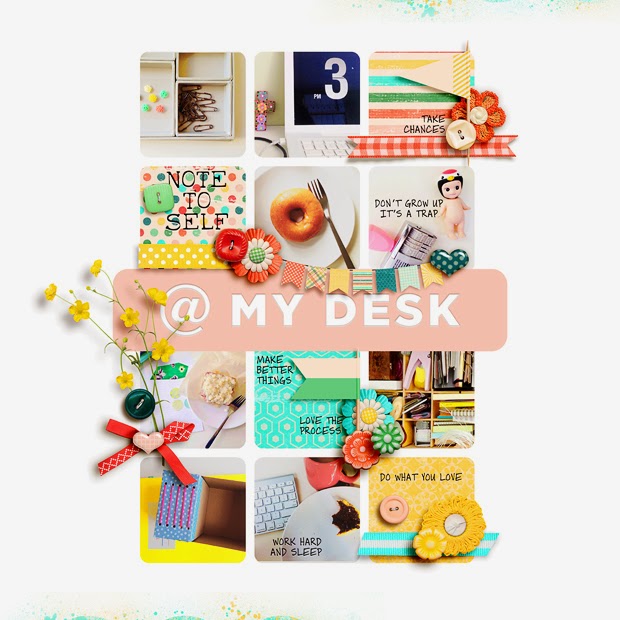 @ My Desk // Scrapbook Layout // 12x12 // Summer Punch by Melissa Bennett