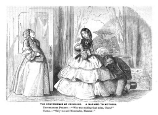 "The Convenience of Crinoline" hoop parody, Graham's Magazine 1856