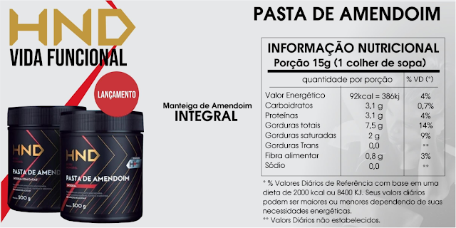 Linha Suplementar HND Vida Funcional - Pasta de Amendoim - Informação Nutricional