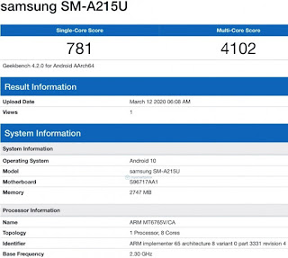 Samsung Galaxy A21 muncul di daftar Geekbench RAM 3GB