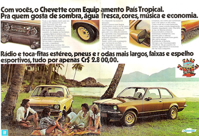 Imagem da propaganda de época do Chevrolet Chevette País Tropical