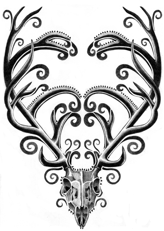Deer skull tattoo design EP art for the Londonbased band Good Game