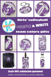 girls volleyball purple and white team colors gifts